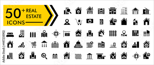 Real estate icons set. Home icon. House icons. Vector illustration, Real Estate minimal web icon set Included the icons as realty, property, mortgage, home loan and more icons collection Simple vector
