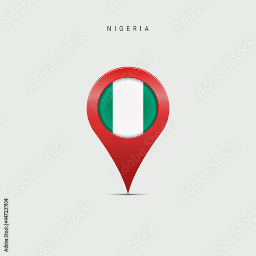Free Download Teardrop map marker with flag of Nigeria. 3D vector illustration - GFXLoad