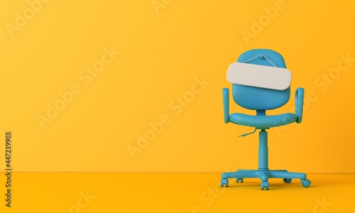 Blank sign on an empty chair. Hiring new job vacancy concept. 3D Rendering