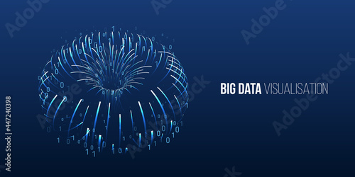 Analysis and structuring of information. Conceptual vector illustration Data array. Big data visualization. Filtering machine algorithms.