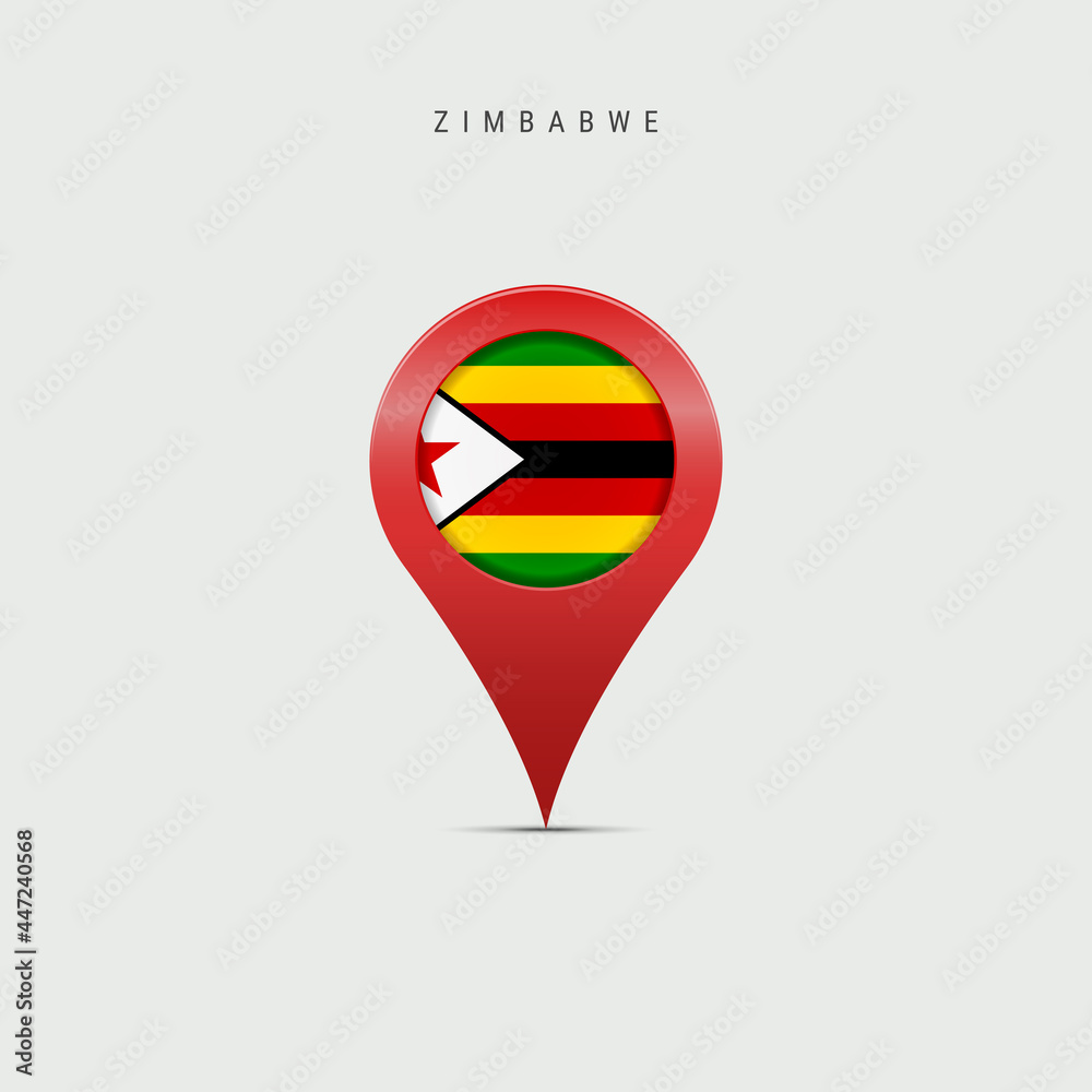 Teardrop map marker with flag of Zimbabwe. 3D vector illustration Teardrop map marker with flag of Zimbabwe. 3D vector illustration