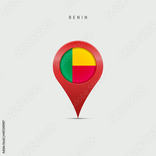 Free Download Teardrop map marker with flag of Benin. 3D vector illustration - GFXLoad