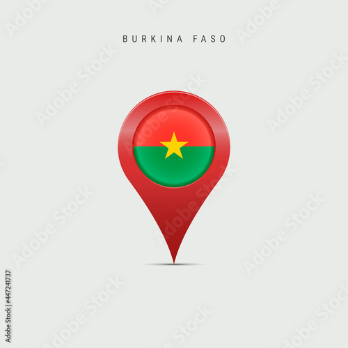 Free Download Teardrop map marker with flag of Burkina Faso. 3D vector illustration - GFXLoad