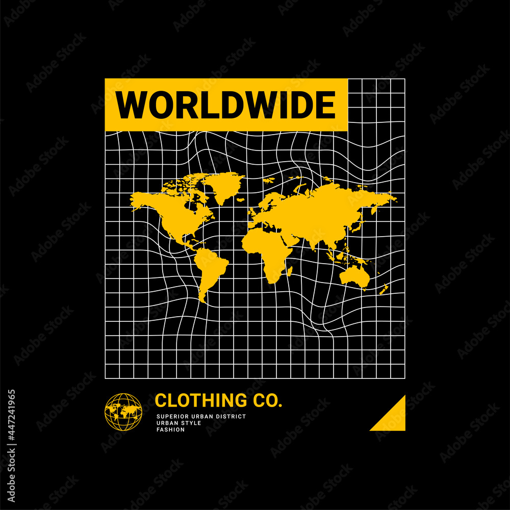 Obraz premium T-shirt design that says worldwide, this design can be used for t-shirts, jackets, hoodies, clothes, street clothes and others