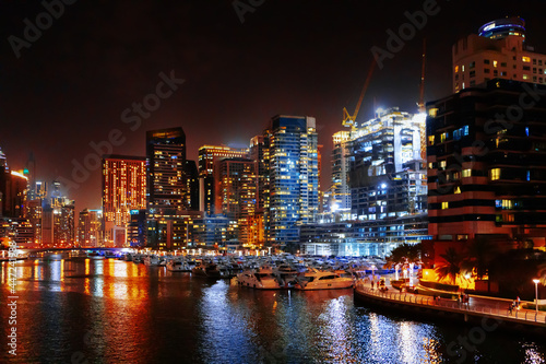 Stunning view of Dubai Marina at night © fotofabrika