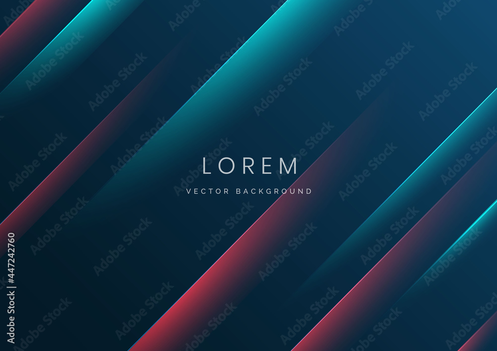 Obraz premium Technology futuristic background red and blue striped lines with light effect on blue background.