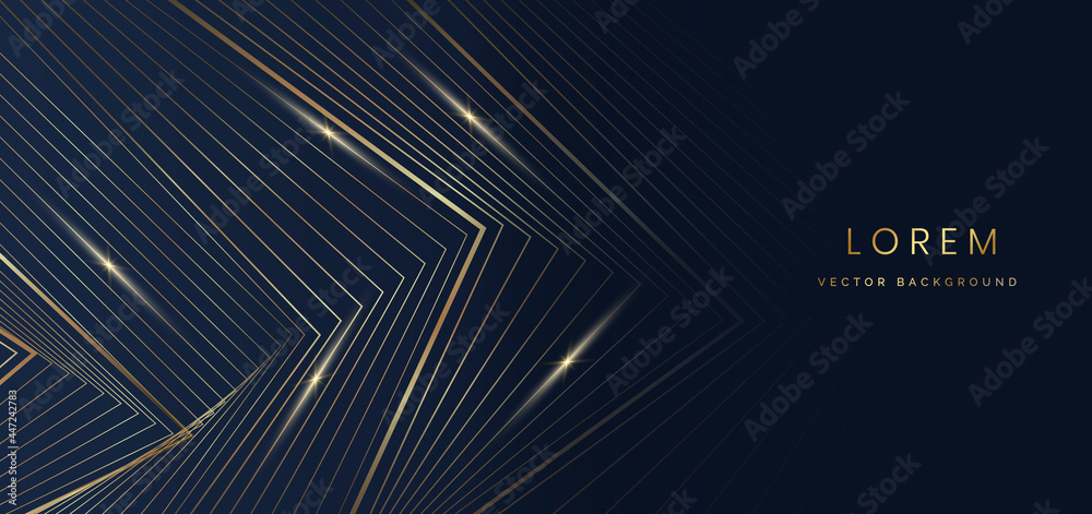 Abstract shiny gold lines pattern on dark blue background luxury style with copy space for text. Abstract shiny gold lines pattern on dark blue background luxury style with copy space for text.