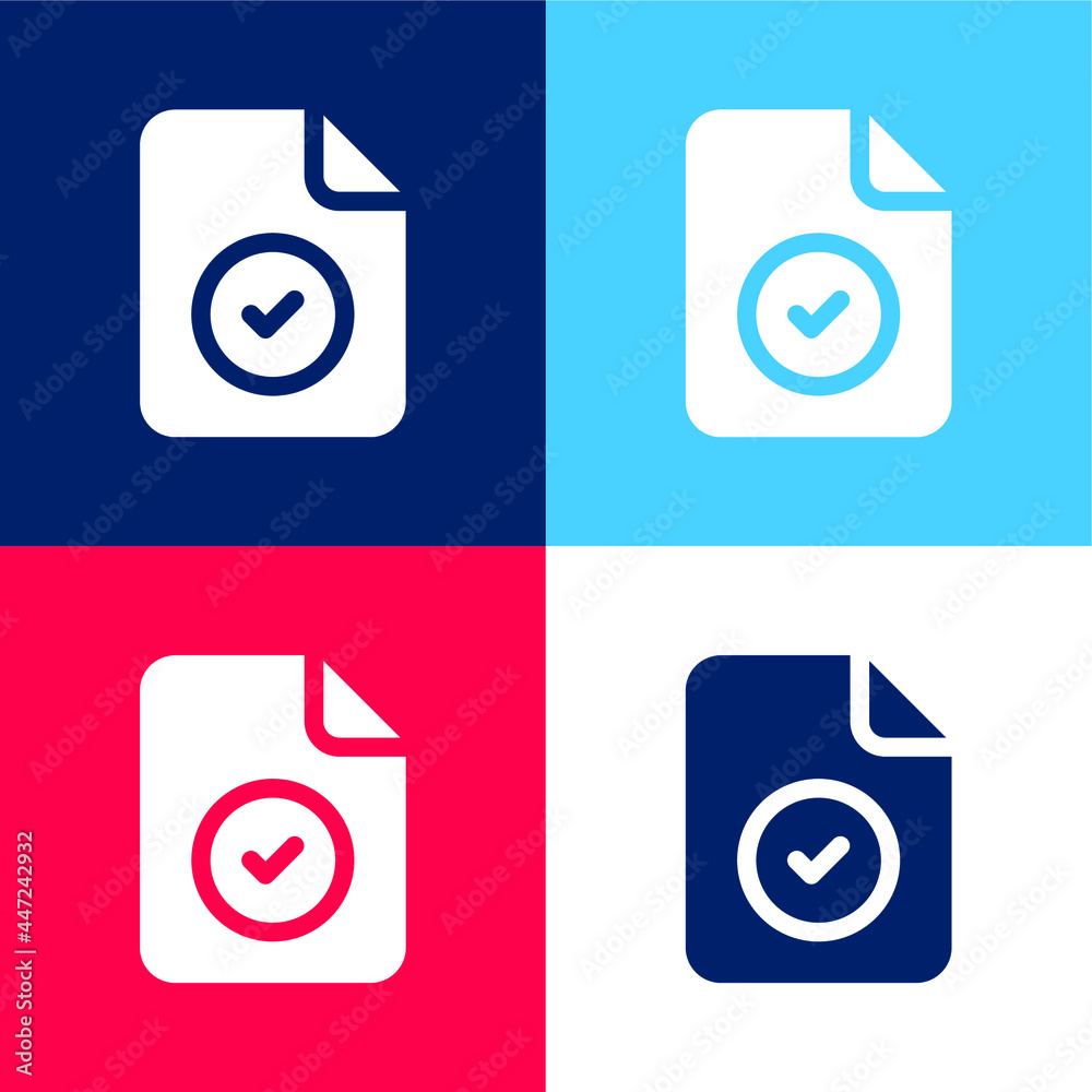 Accepted blue and red four color minimal icon set Accepted blue and red four color minimal icon set