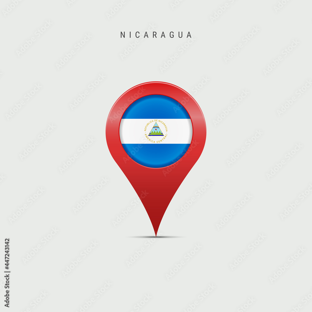 Teardrop map marker with flag of Nicaragua. 3D vector illustration Teardrop map marker with flag of Nicaragua. 3D vector illustration