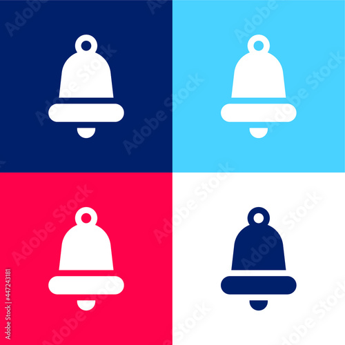 Bell blue and red four color minimal icon set