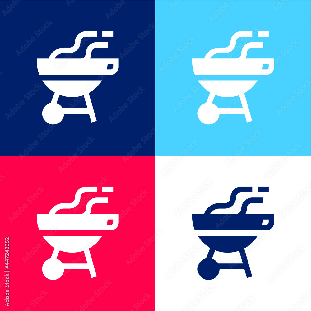 Bbq blue and red four color minimal icon set