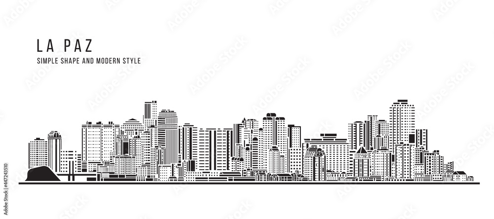 Cityscape Building Abstract Simple shape and modern style art Vector design - La Paz city