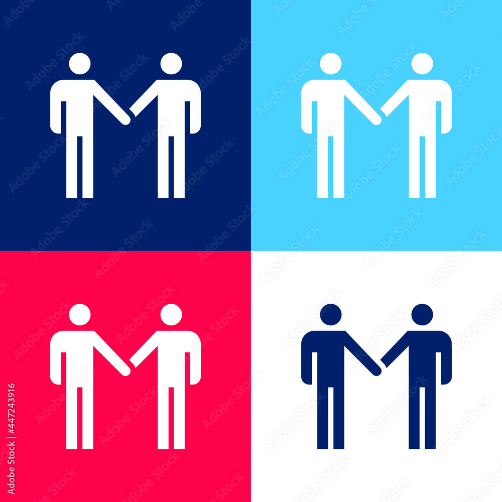 Agreement blue and red four color minimal icon set Agreement blue and red four color minimal icon set