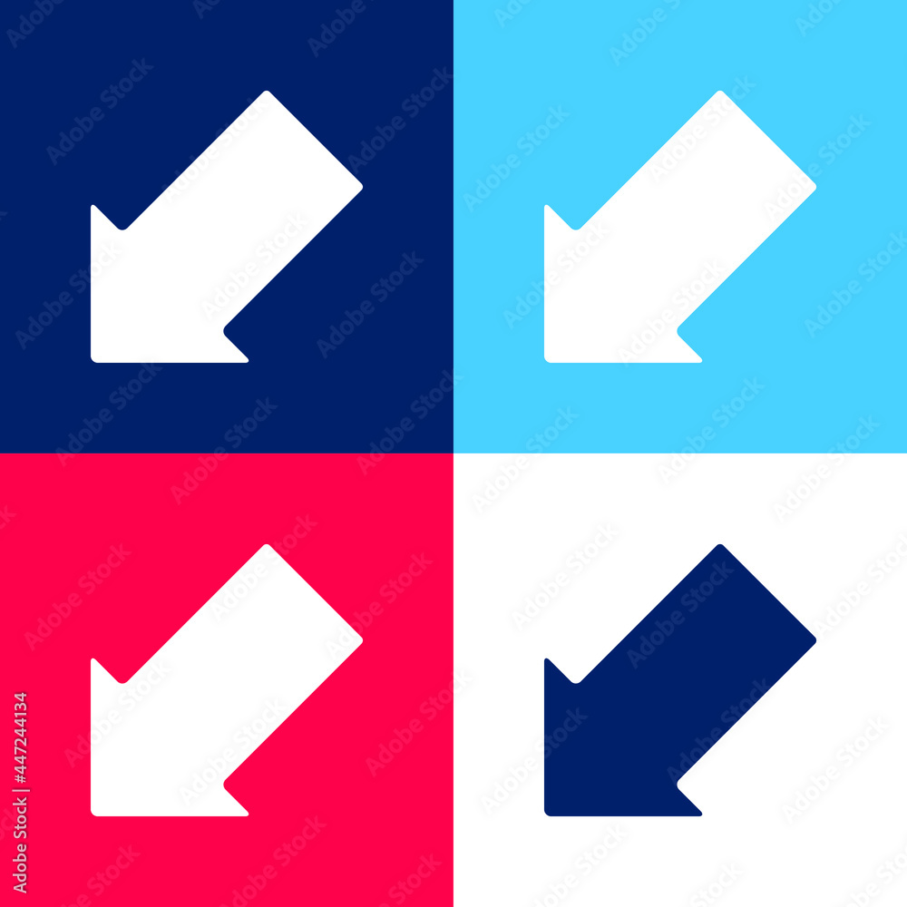 Arrow Pointing Down Left blue and red four color minimal icon set Arrow Pointing Down Left blue and red four color minimal icon set