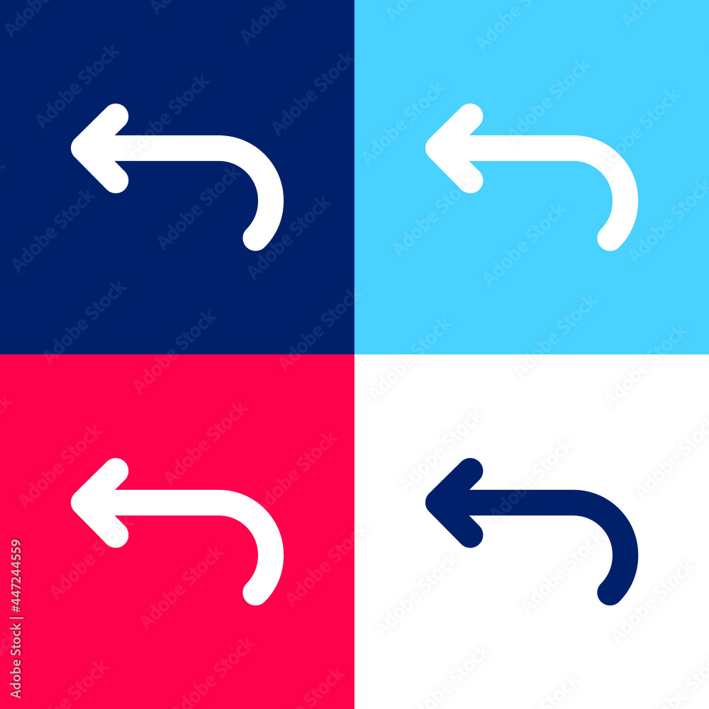 Back Left Curved Arrow blue and red four color minimal icon set Back Left Curved Arrow blue and red four color minimal icon set