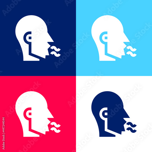 Bad Breath blue and red four color minimal icon set
