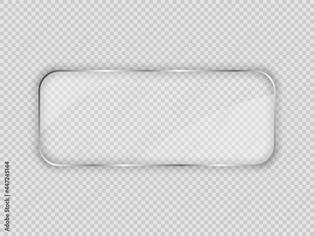 Glass plate in rounded rectangular frame