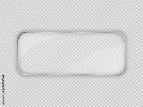 Glass plate in rounded rectangular frame