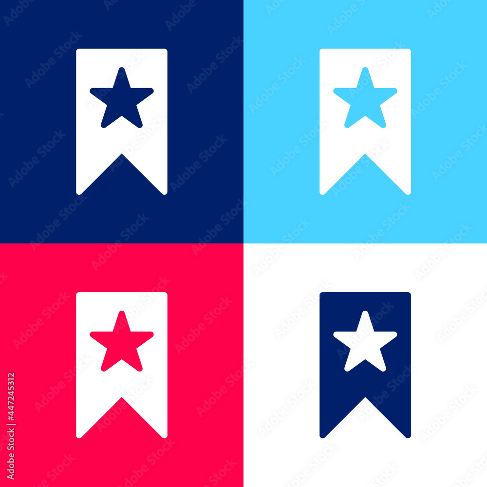 Bookmark blue and red four color minimal icon set Bookmark blue and red four color minimal icon set