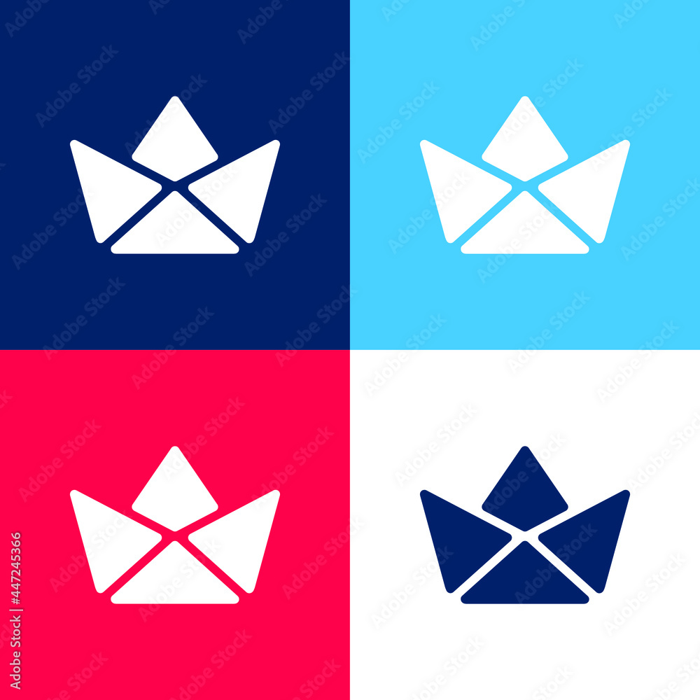Boat blue and red four color minimal icon set