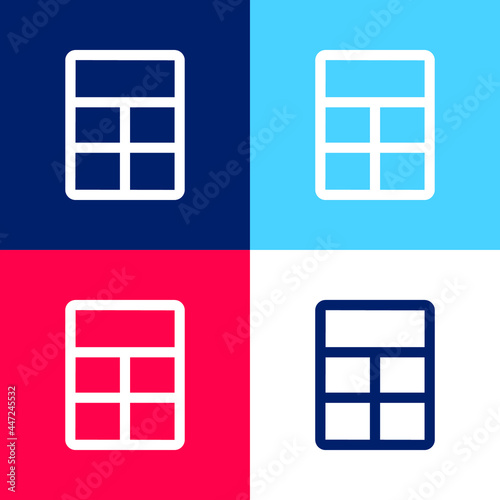 Big Layout blue and red four color minimal icon set