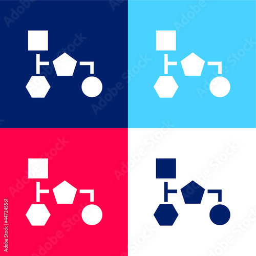 Block Scheme Of Black Geometrical Shapes blue and red four color minimal icon set