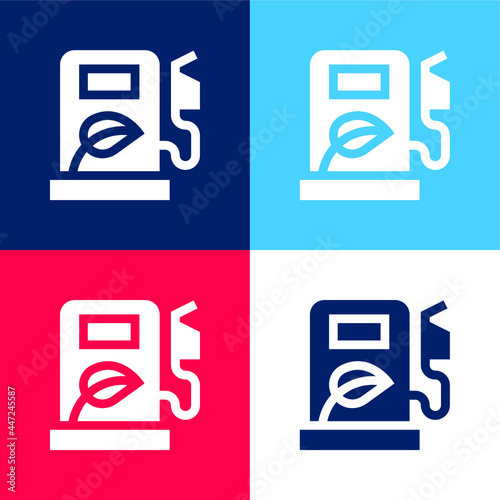Biofuel blue and red four color minimal icon set