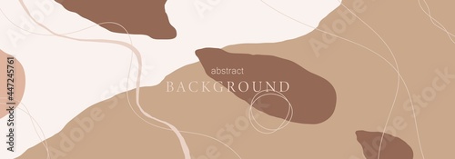 Trendy social media banner template with abstract organic shapes composition in contemporary collage minimal style