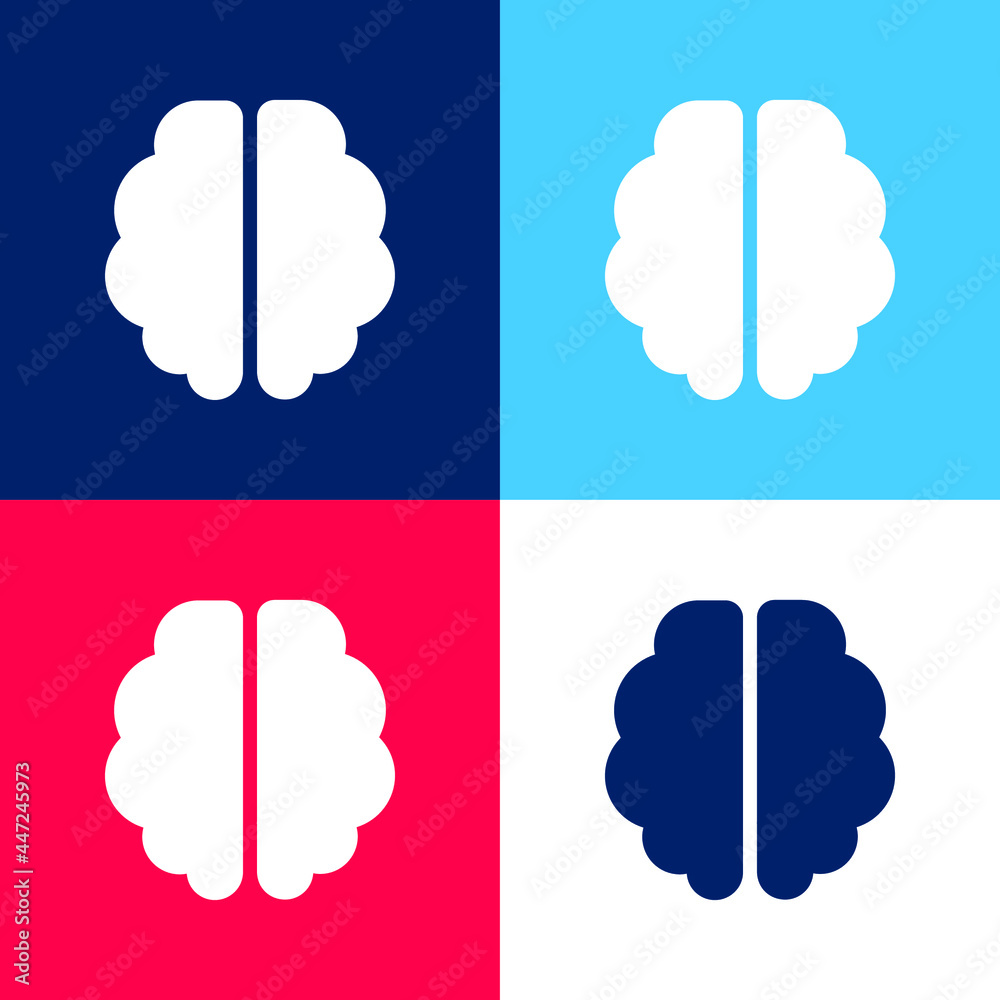 Brain blue and red four color minimal icon set Brain blue and red four color minimal icon set