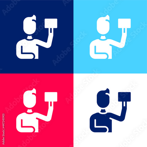 Bidding blue and red four color minimal icon set
