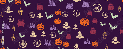 Halloween symbols hand drawn illustrations 