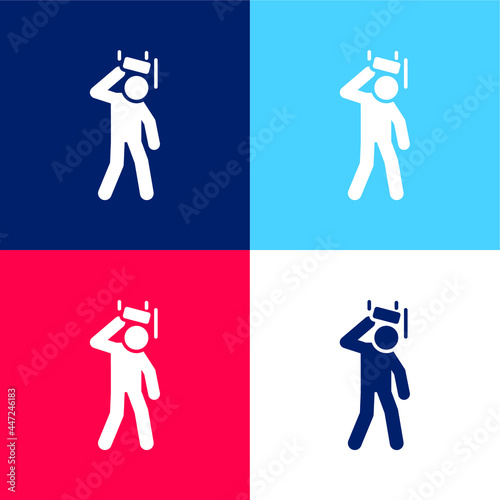 Accident blue and red four color minimal icon set