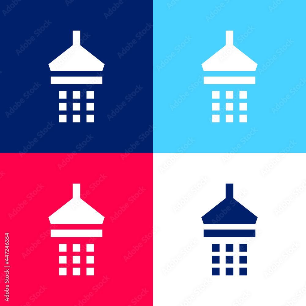 Bathroom Shower blue and red four color minimal icon set