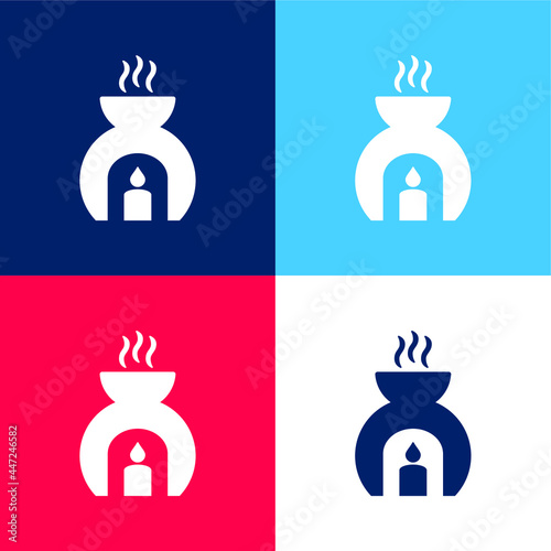 Aromatherapy blue and red four color minimal icon set