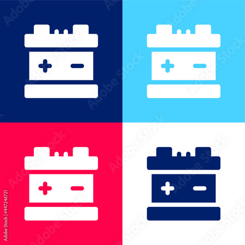 Battery blue and red four color minimal icon set
