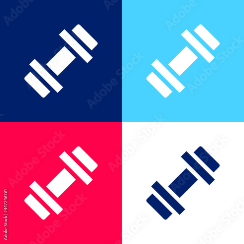 Barbell blue and red four color minimal icon set