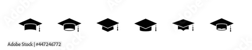 mortar cap, graduate hat icon. student university grad. academy graduation head board.