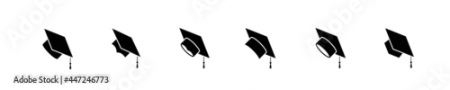 mortar cap, graduate hat icon. student university grad. academy graduation head board.