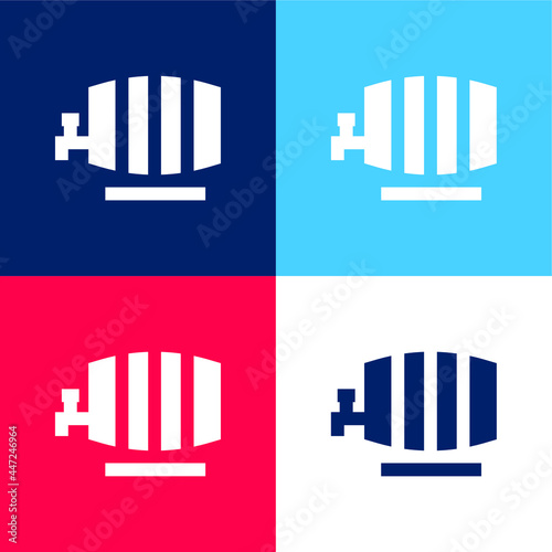 Barrel blue and red four color minimal icon set