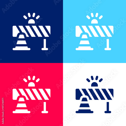 Barricade blue and red four color minimal icon set