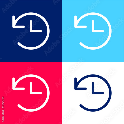 Back Arrow blue and red four color minimal icon set