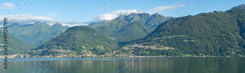 View from Colico towards the opposite side of lago di como with mountains