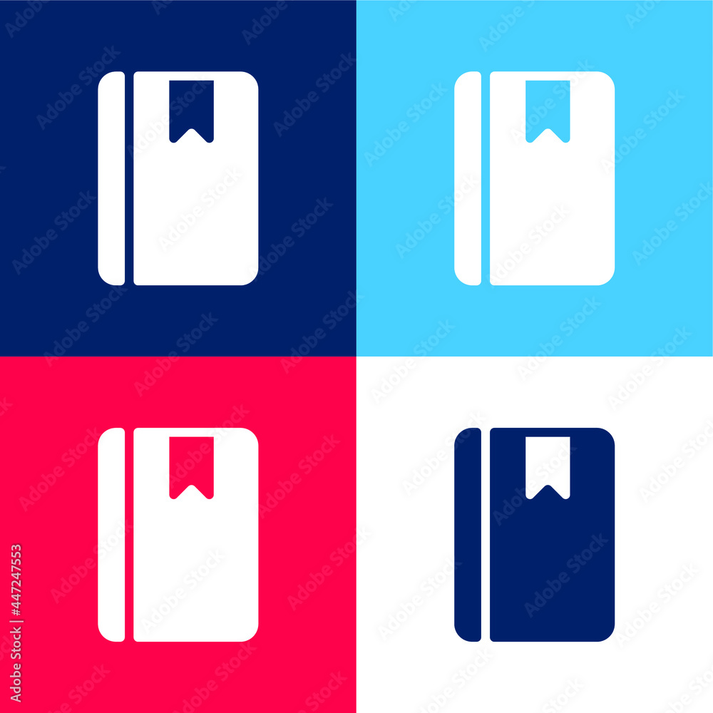 Agenda blue and red four color minimal icon set Agenda blue and red four color minimal icon set