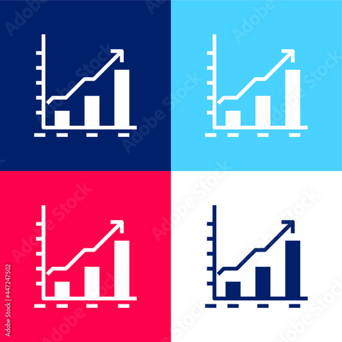 Analytics blue and red four color minimal icon set