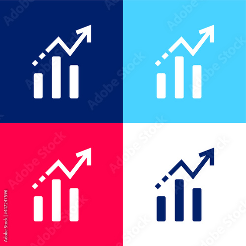 Bars Chart Interface Ascending Symbol blue and red four color minimal icon set