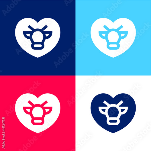 Animal Rights blue and red four color minimal icon set