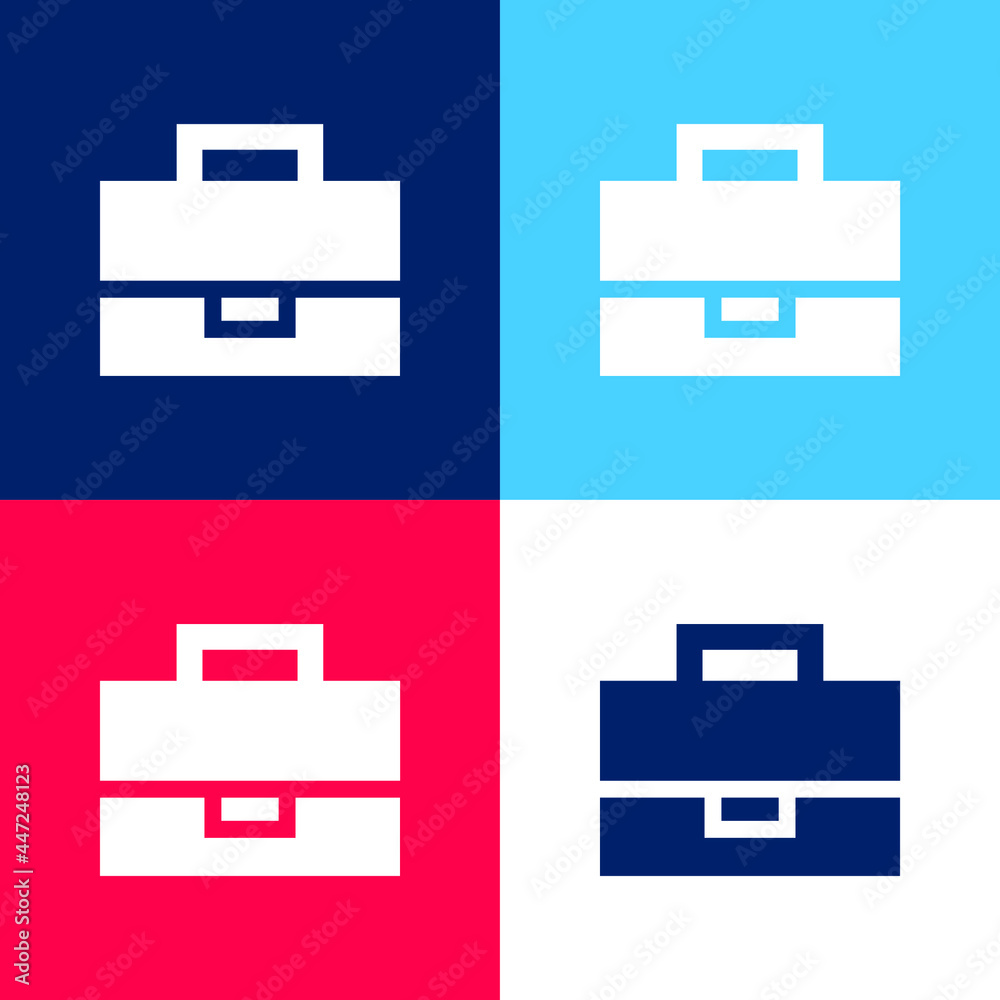 Black Briefcase blue and red four color minimal icon set