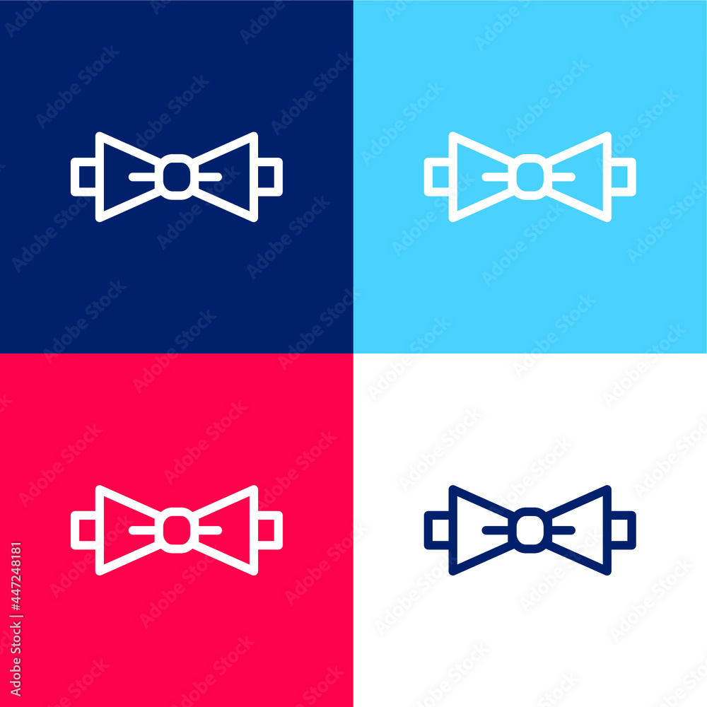 Bow Tie blue and red four color minimal icon set Bow Tie blue and red four color minimal icon set