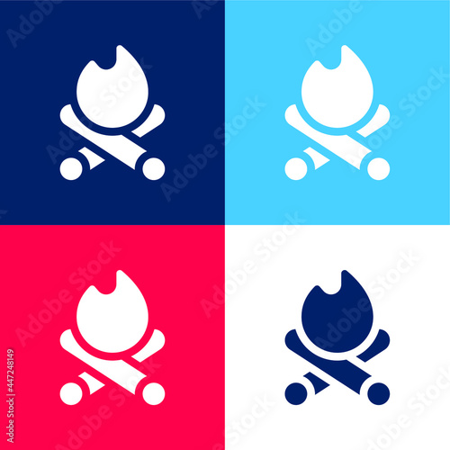 Bonfire blue and red four color minimal icon set