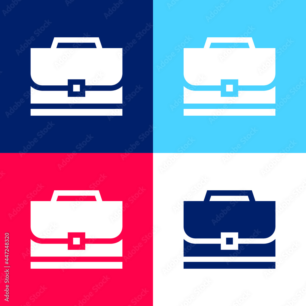 Briefcase blue and red four color minimal icon set Briefcase blue and red four color minimal icon set